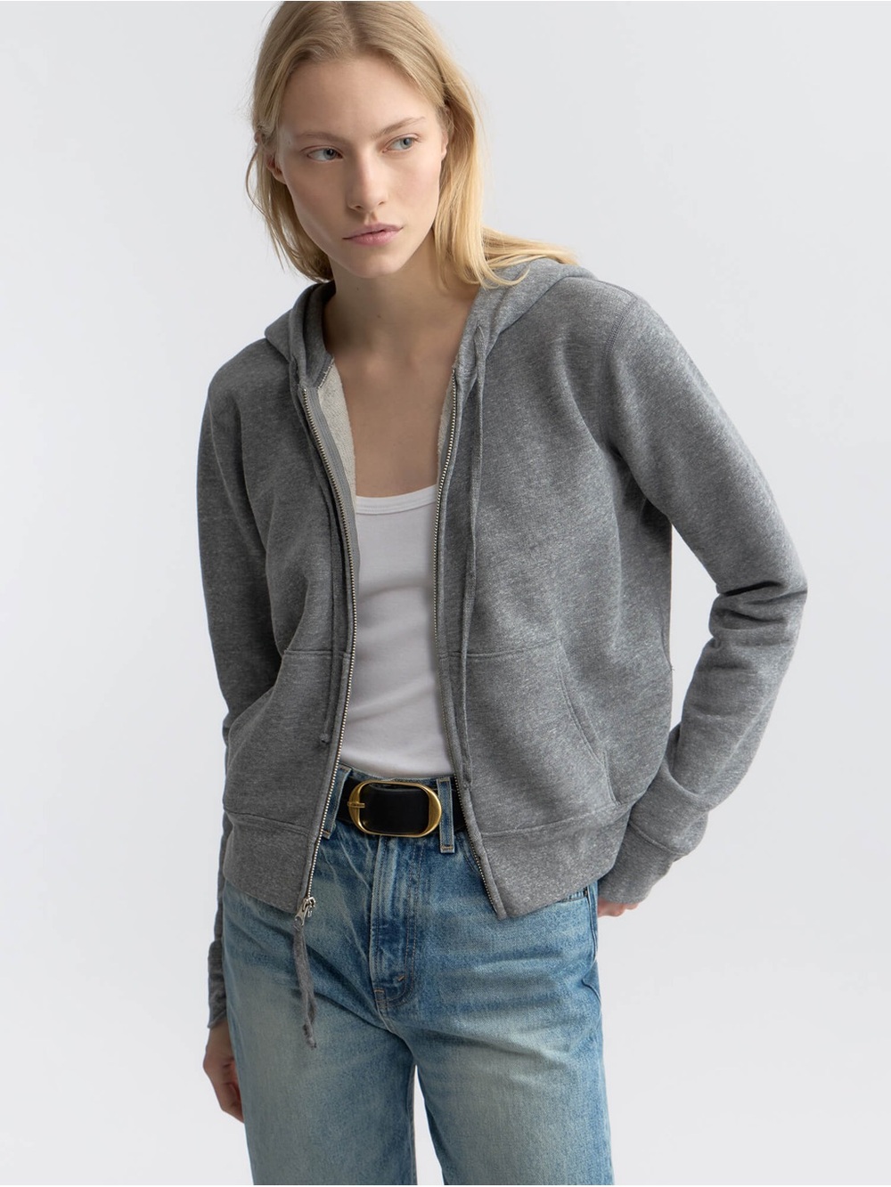 Nili Lotan Heather Grey Callie Zip Up Hoodie Sweatshirt - Medium